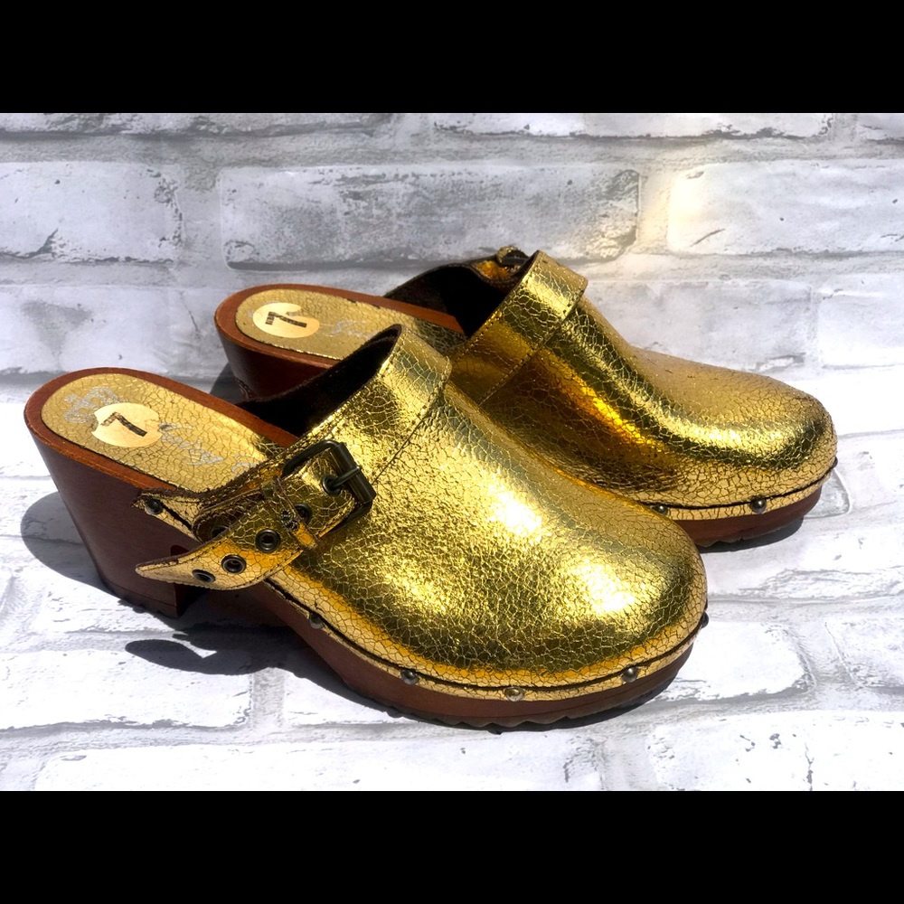 Juicy Couture Ophelia Metallic gold Crackle Clog
